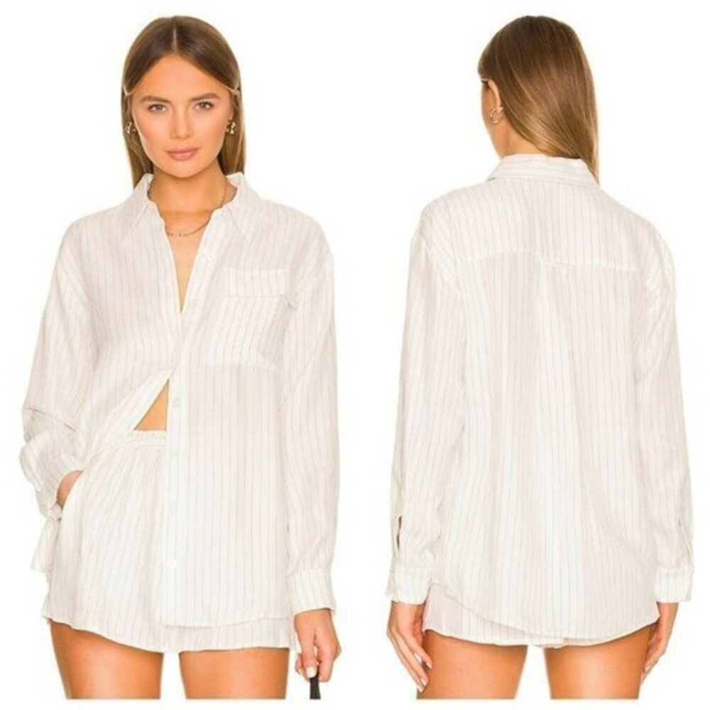 House of Harlow 1960 xREVOLVE Raphael Boyfriend Shirt - Ivory Stripe
